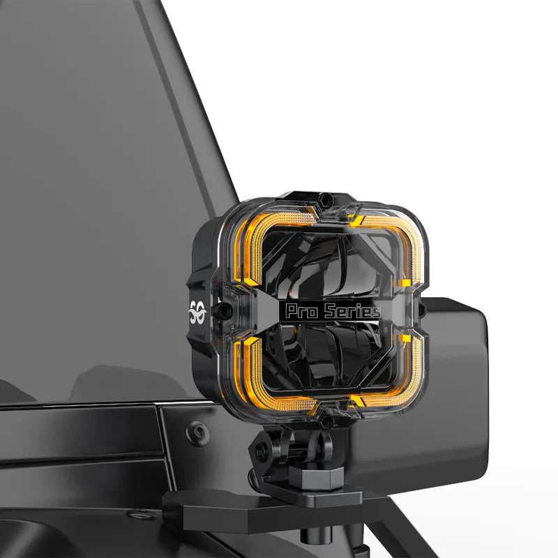 Shoreline Offroad Pro Series Bright White LED 4” Pods with Amber DRL