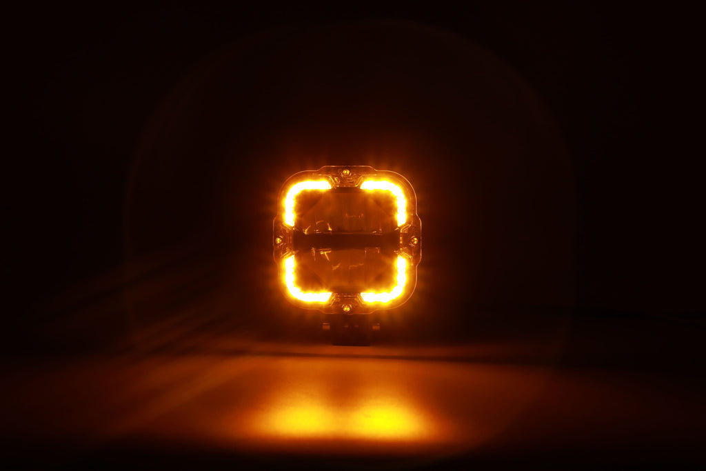 Shoreline Offroad Pro Series Bright White LED (8)-4” Pod Light Bar with Amber DRL (Lights only, bar sold separately)