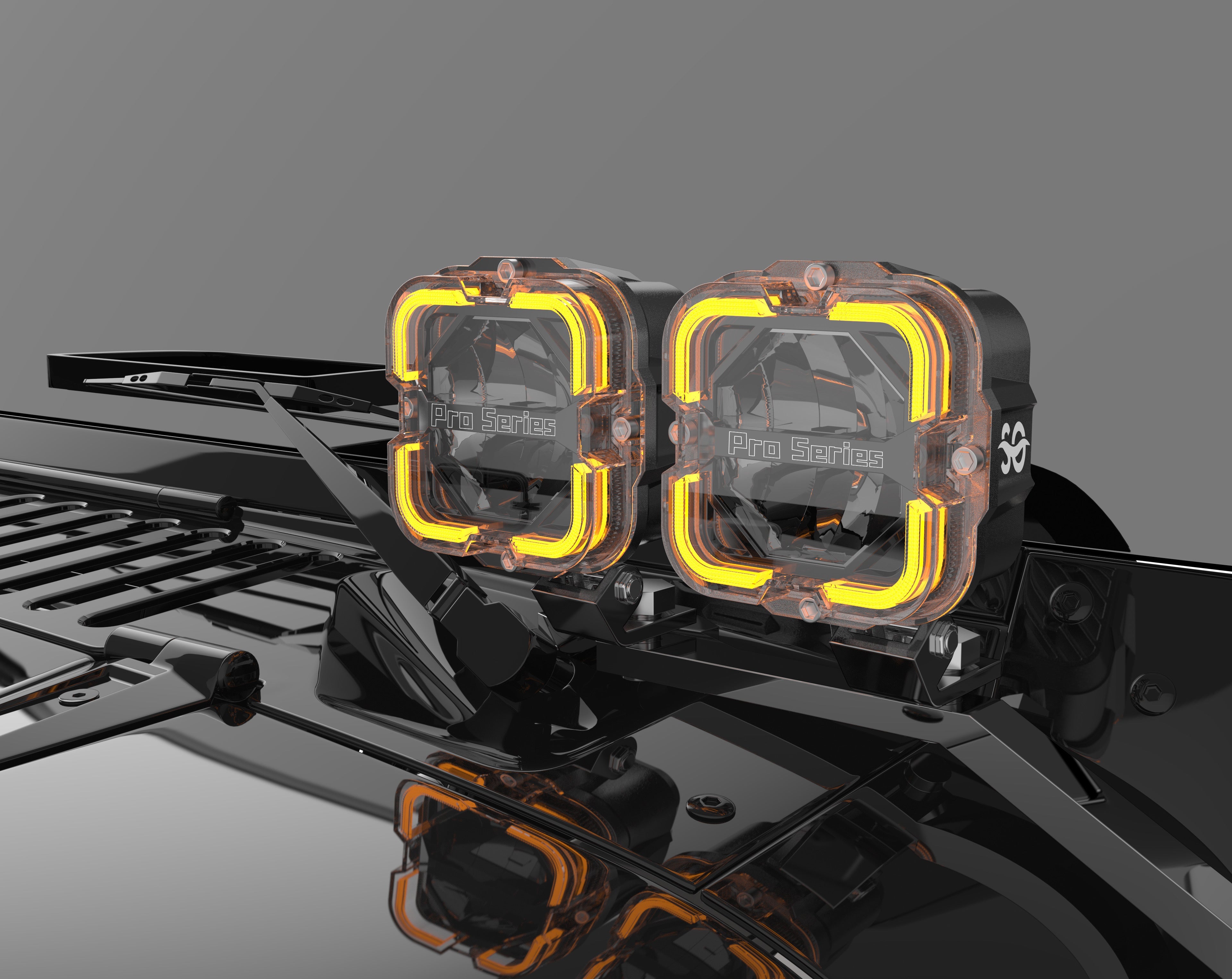 Shoreline Offroad Pro Series Bright White LED 4” Pods with Amber DRL