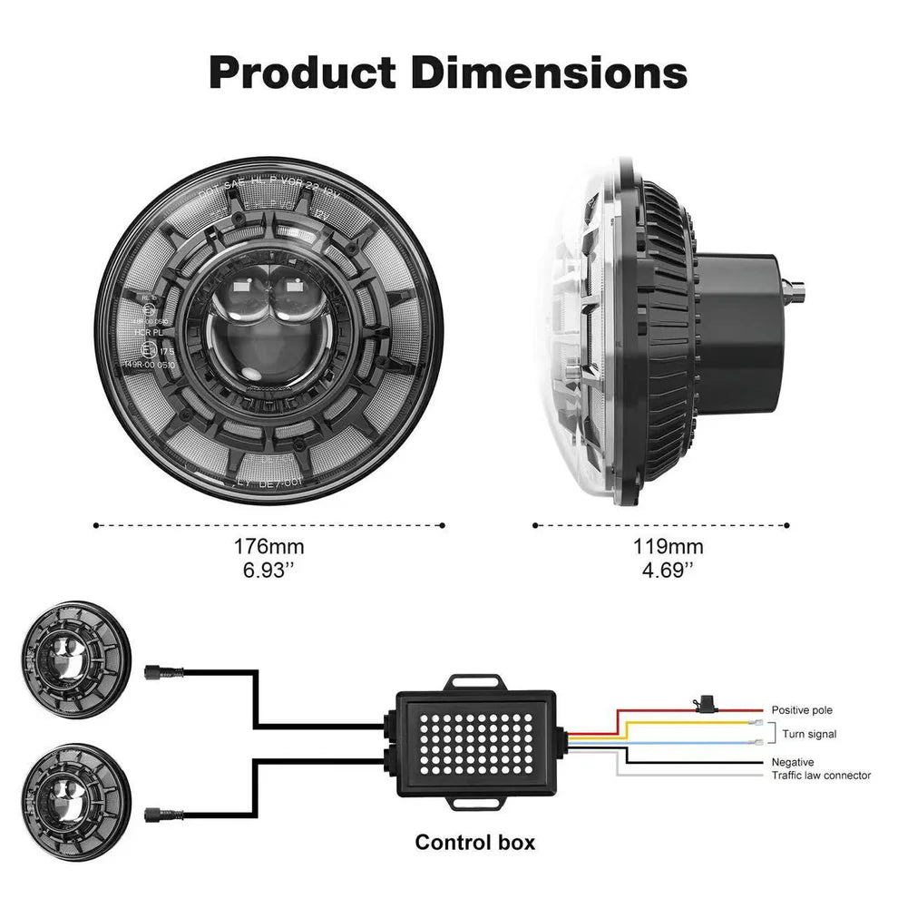 7" RGB LED Headlight