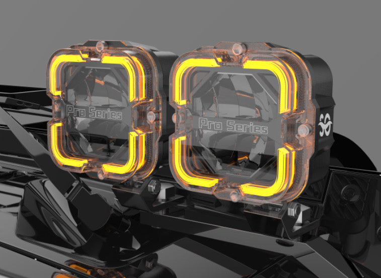 Shoreline Offroad Pro Series Bright White LED 4” Pods with Amber DRL