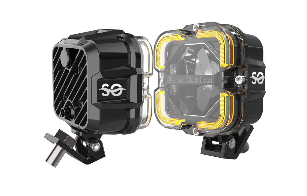 Shoreline Offroad Pro Series Bright White LED 4” Pods with Amber DRL