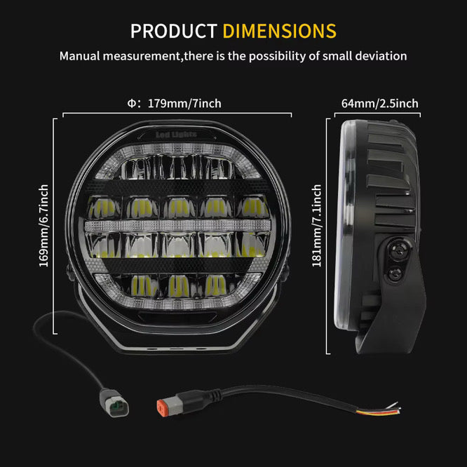 Shoreline Offroad Pro Series Bright White LED 7” Pods with Amber DRL