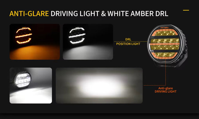 Shoreline Offroad Pro Series Bright White LED 7” Pods with Amber DRL