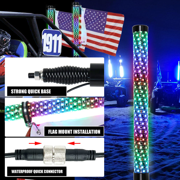 Shoreline Offroad Pro Series Fat RGBIC 3’ Whip Lights