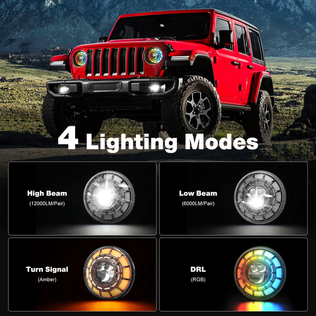 Shoreline Offroad Pro Series LED 7” JK RGB Headlights