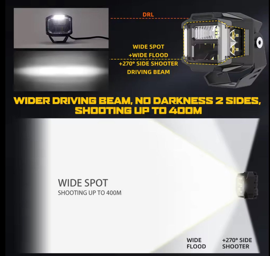 Shoreline Offroad Pro Series Yellow Amber LED 3” Pods with DRL