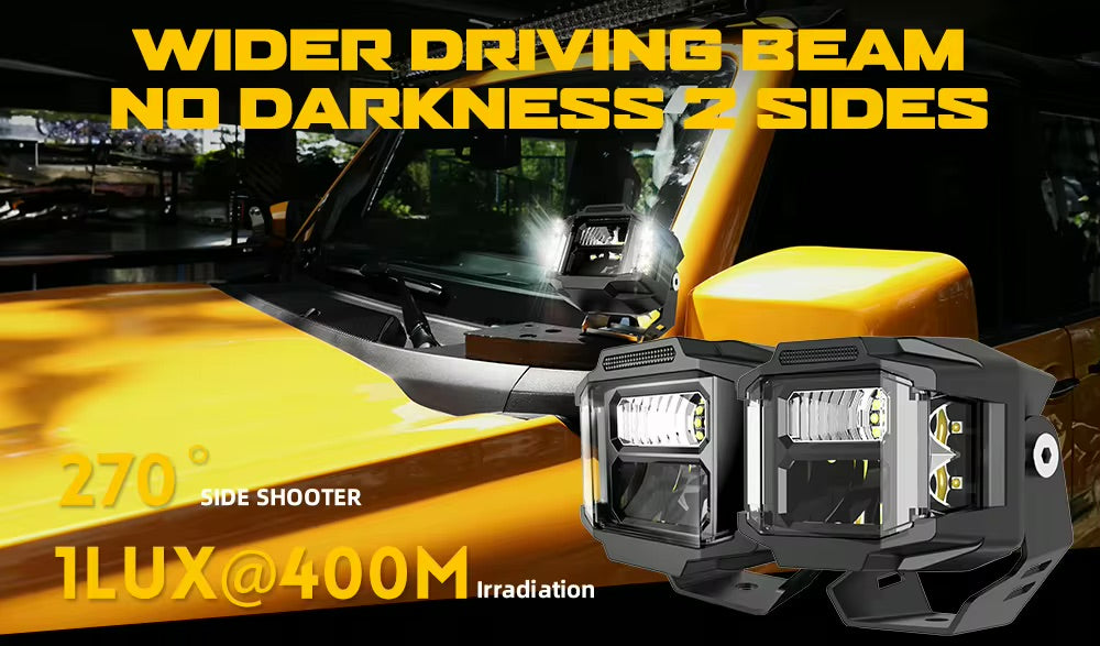 Shoreline Offroad Pro Series Yellow Amber LED 3” Pods with DRL