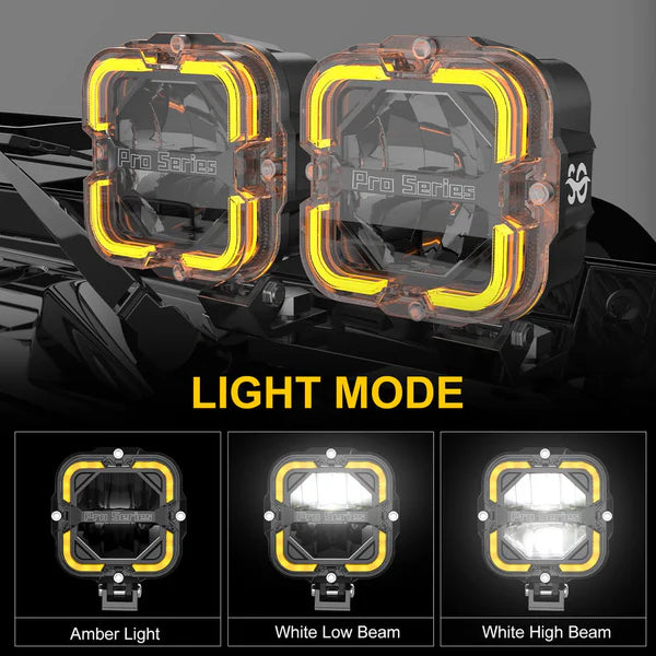 Shoreline Offroad 4 in Pod Lights with Amber DRL